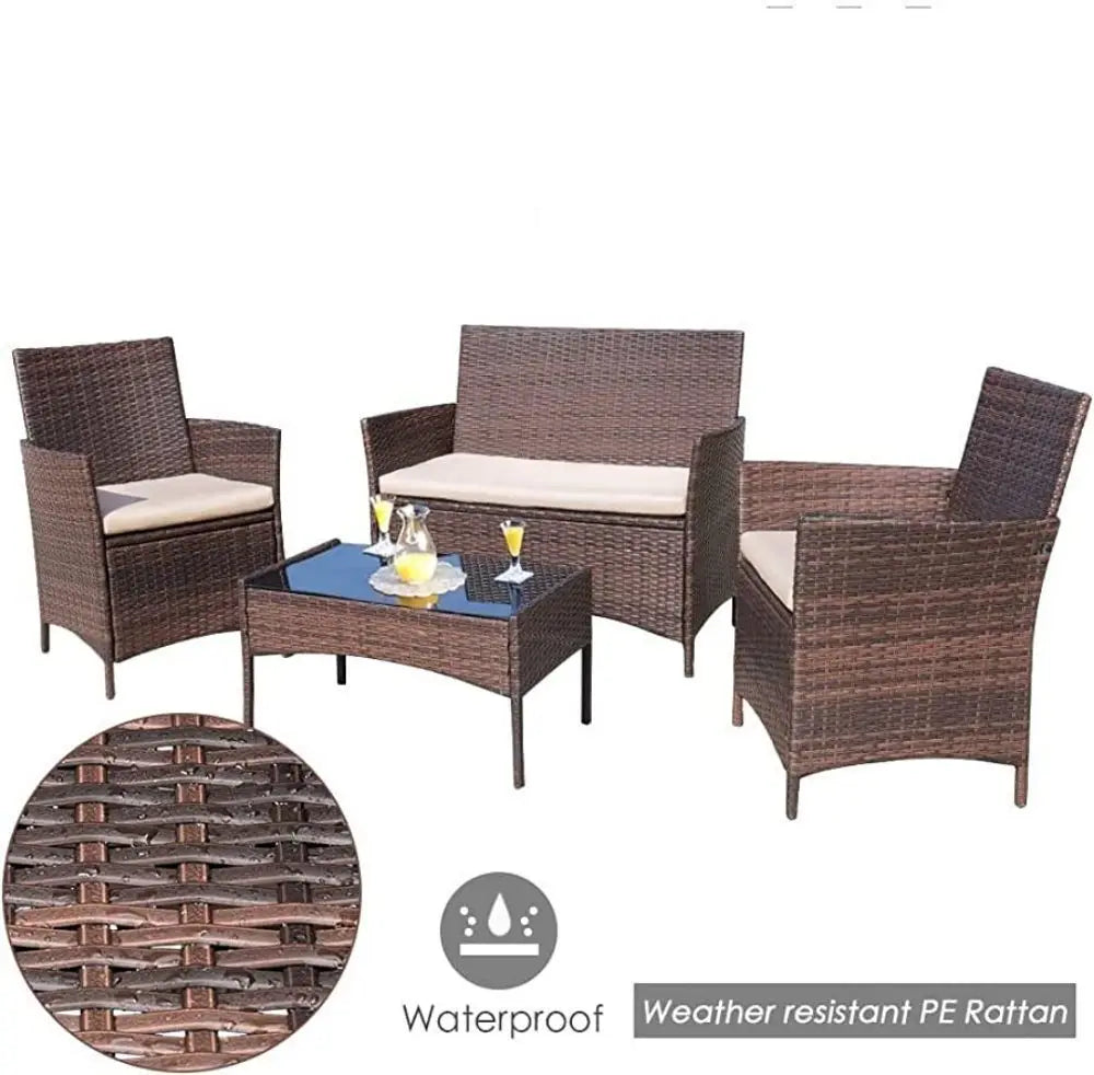 Lounge Garden Furniture Set 4-Piece Brown - Homeclick | One Click Away!